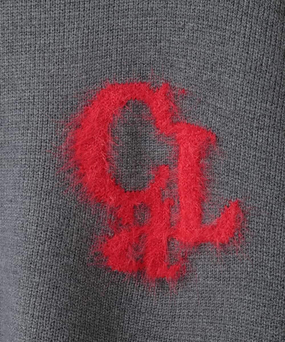 ZMFAE55099 al'aise modulation(アレーズモジュレーション) ロゴアクセントデザインニットプルオーバー ダークグレー