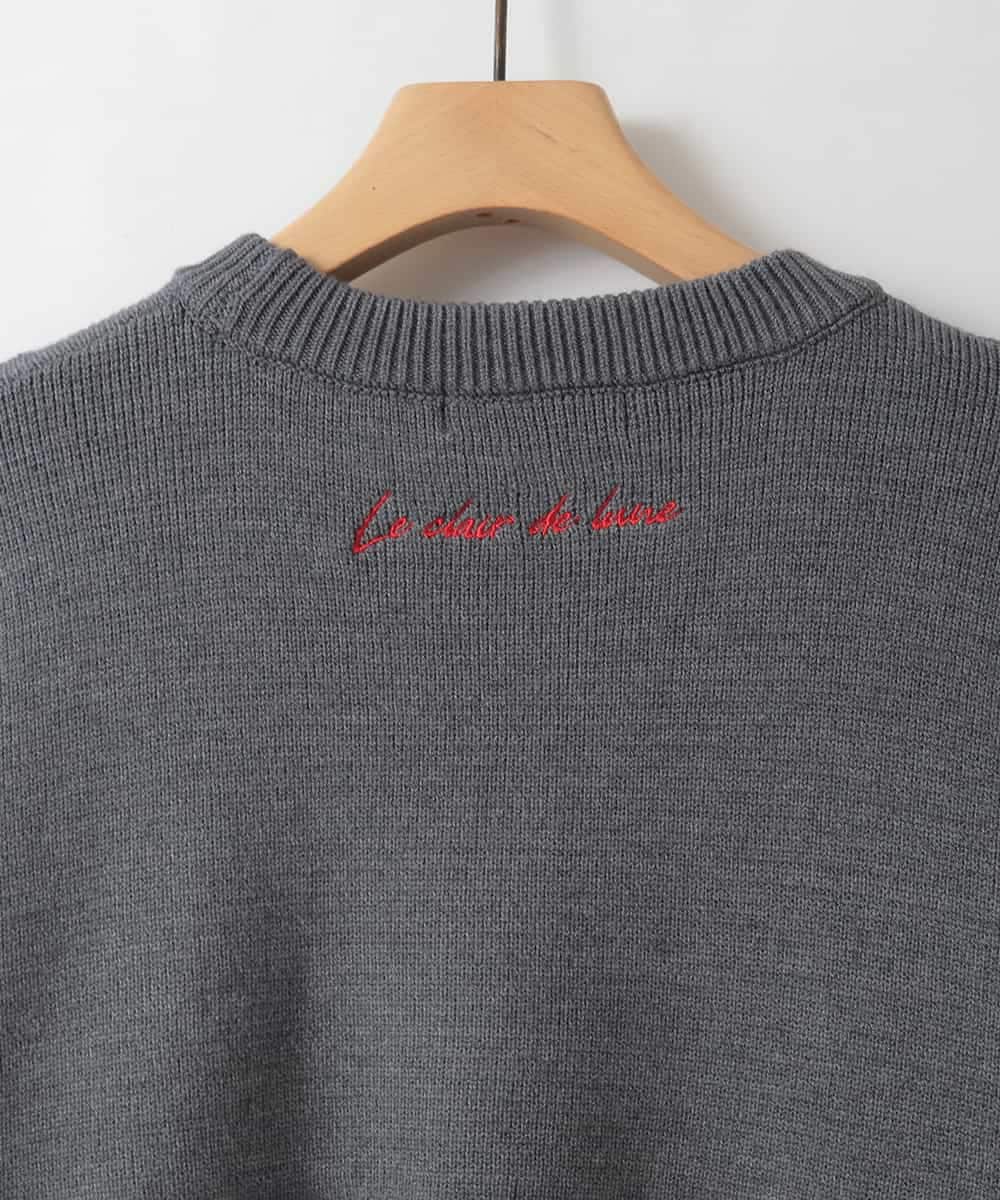 ZMFAE55099 al'aise modulation(アレーズモジュレーション) ロゴアクセントデザインニットプルオーバー ダークグレー