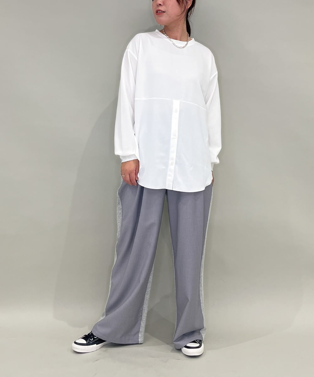 ZMFAE56130 al'aise modulation(アレーズモジュレーション) ブラウスレイヤードデザイントップ ダークグレー