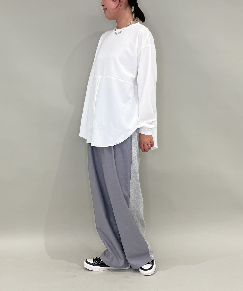 ZMFAE56130 al'aise modulation(アレーズモジュレーション) ブラウスレイヤードデザイントップ ダークグレー