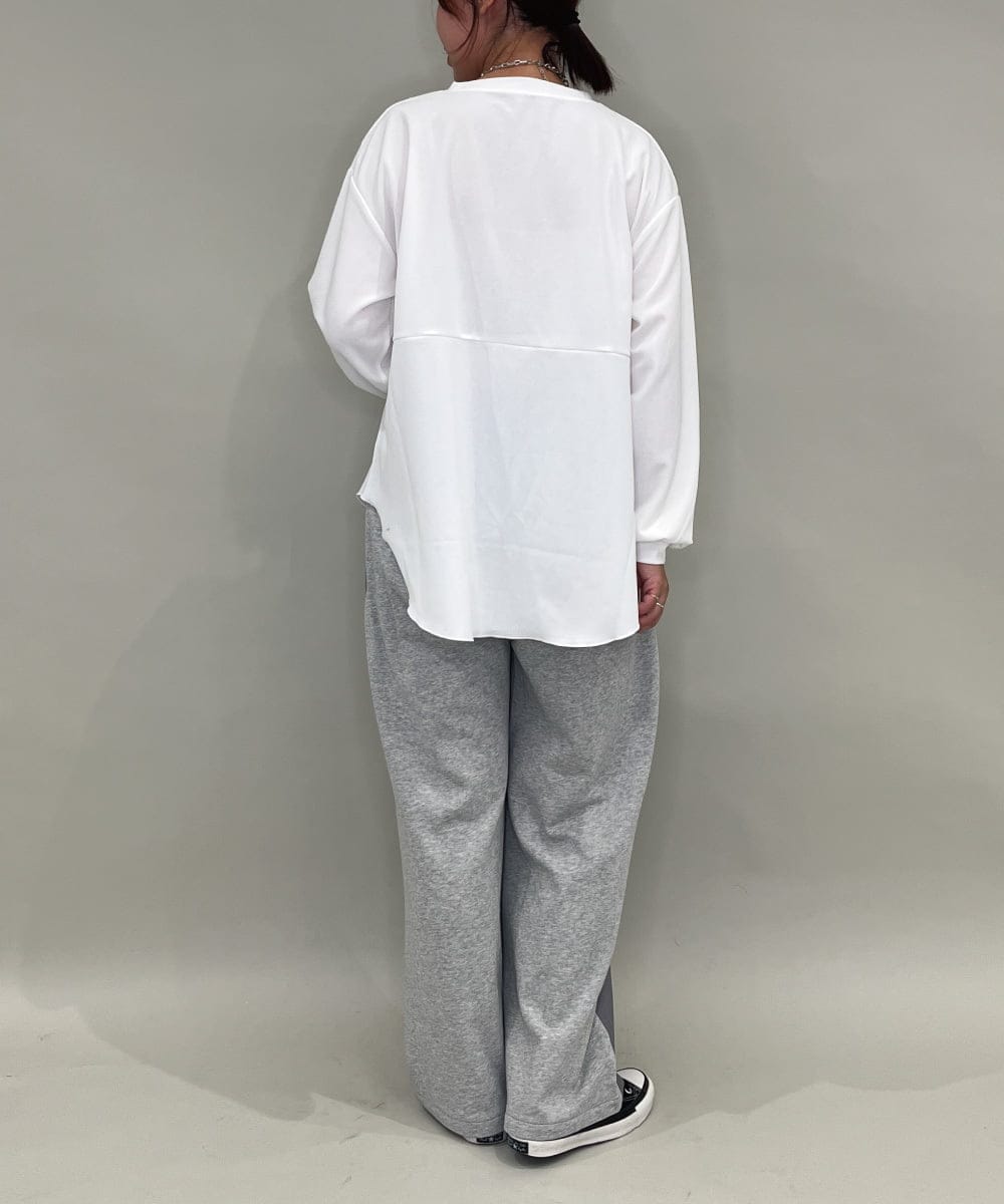 ZMFAE56130 al'aise modulation(アレーズモジュレーション) ブラウスレイヤードデザイントップ ダークグレー