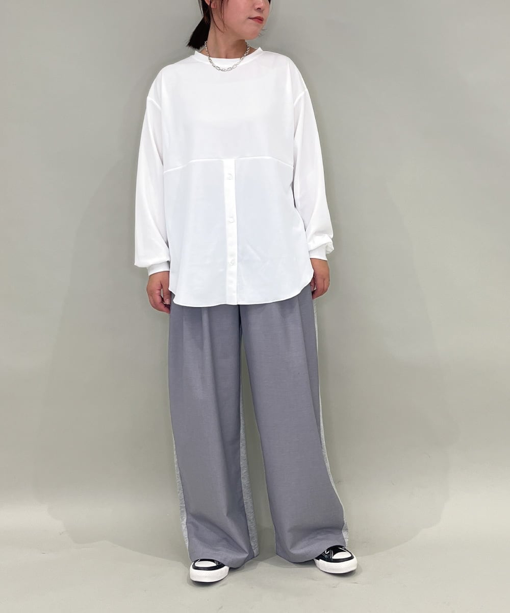 ZMFAE56130 al'aise modulation(アレーズモジュレーション) ブラウスレイヤードデザイントップ ダークグレー