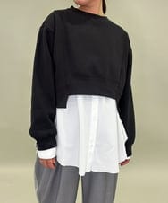 ZMFAE56130 al'aise modulation(アレーズモジュレーション) ブラウスレイヤードデザイントップ ダークグレー