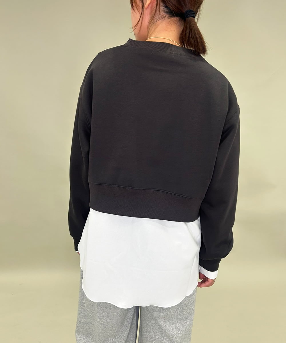 ZMFAE56130 al'aise modulation(アレーズモジュレーション) ブラウスレイヤードデザイントップ ダークグレー