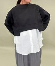 ZMFAE56130 al'aise modulation(アレーズモジュレーション) ブラウスレイヤードデザイントップ ダークグレー