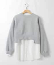 ZMFAE56130 al'aise modulation(アレーズモジュレーション) ブラウスレイヤードデザイントップ ライトグレー