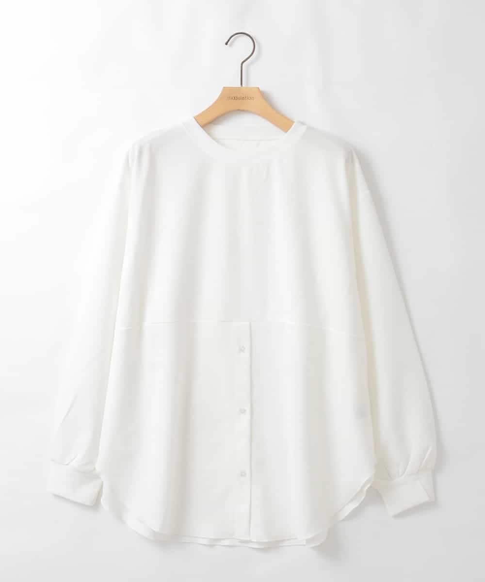 ZMFAE56130 al'aise modulation(アレーズモジュレーション) ブラウスレイヤードデザイントップ ライトグレー