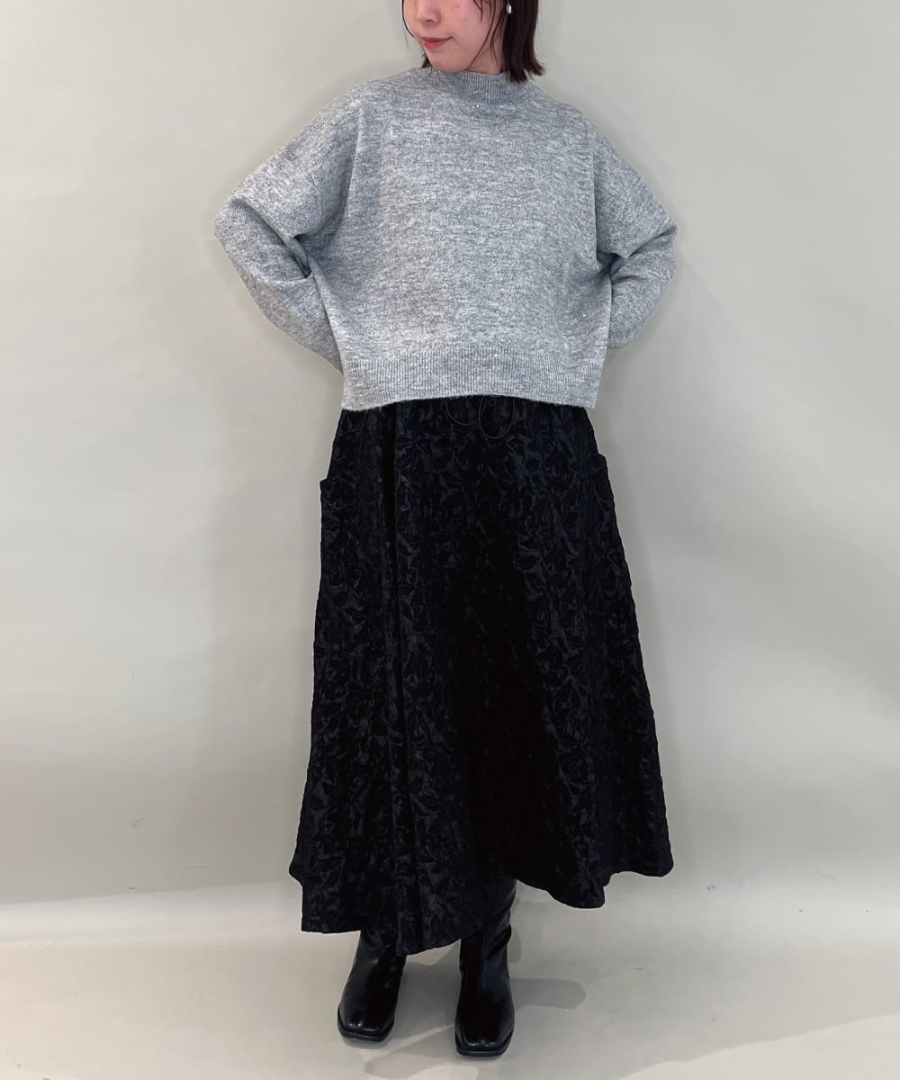 ZMFAE60120 al'aise modulation(アレーズモジュレーション) ラメスパングルニットプルオーバー グレー