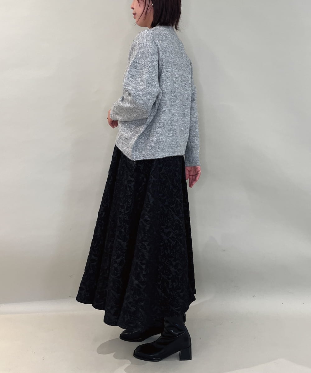 ZMFAE60120 al'aise modulation(アレーズモジュレーション) ラメスパングルニットプルオーバー グレー