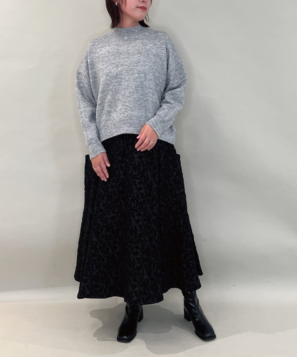 ZMFAE60120 al'aise modulation(アレーズモジュレーション) ラメスパングルニットプルオーバー グレー