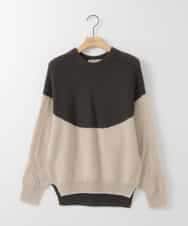 ZMFAE61150 al'aise modulation(アレーズモジュレーション) 【日本製】求心切り替え配色デザインニットプルオーバー ブラウン