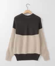 ZMFAE61150 al'aise modulation(アレーズモジュレーション) 【日本製】求心切り替え配色デザインニットプルオーバー ブラウン