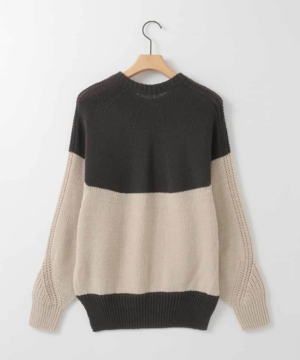ZMFAE61150 al'aise modulation(アレーズモジュレーション) 【日本製】求心切り替え配色デザインニットプルオーバー ブラウン
