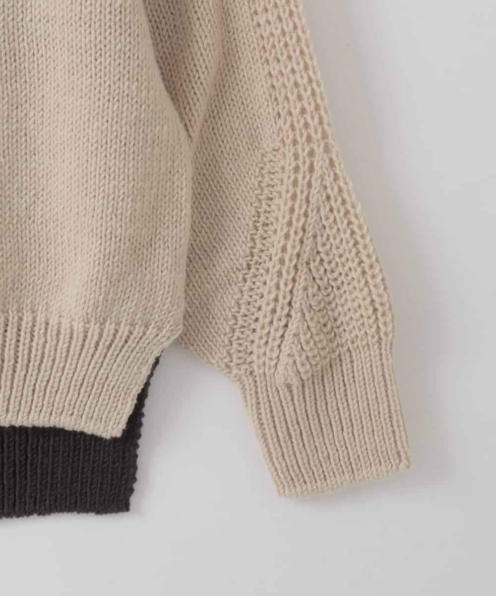 ZMFAE61150 al'aise modulation(アレーズモジュレーション) 【日本製】求心切り替え配色デザインニットプルオーバー ブラウン