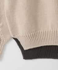 ZMFAE61150 al'aise modulation(アレーズモジュレーション) 【日本製】求心切り替え配色デザインニットプルオーバー ブラウン