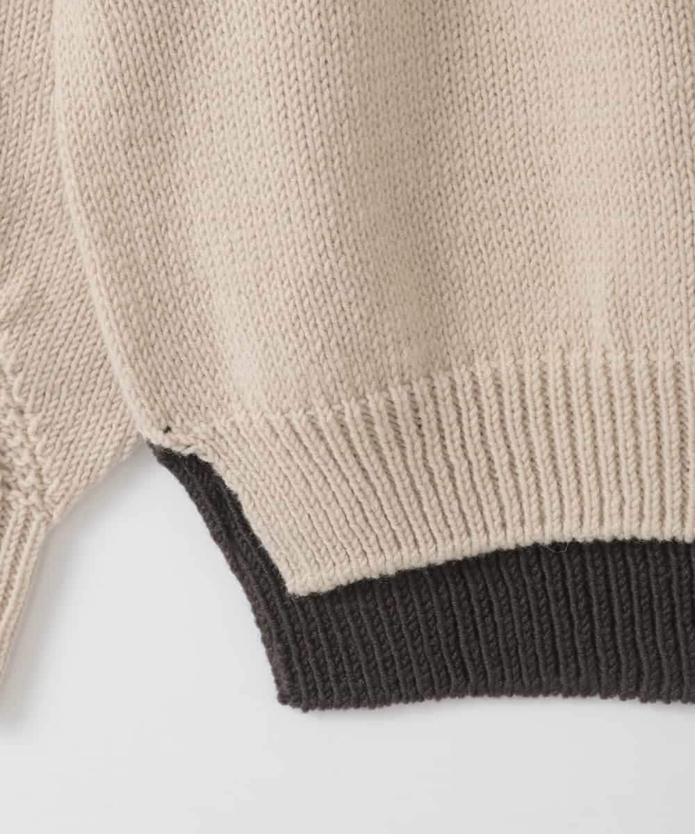 ZMFAE61150 al'aise modulation(アレーズモジュレーション) 【日本製】求心切り替え配色デザインニットプルオーバー ブラウン