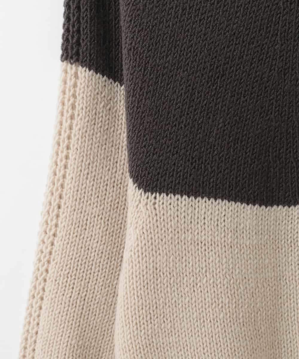 ZMFAE61150 al'aise modulation(アレーズモジュレーション) 【日本製】求心切り替え配色デザインニットプルオーバー ブラウン