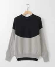 ZMFAE61150 al'aise modulation(アレーズモジュレーション) 【日本製】求心切り替え配色デザインニットプルオーバー ブラック