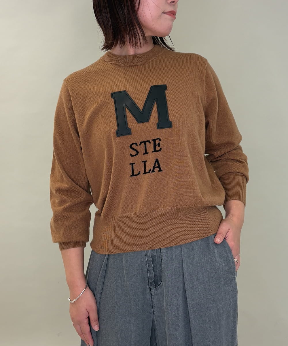 ZMFAE62150 al'aise modulation(アレーズモジュレーション) ワッペンアクセントニットプルオーバー ベージュ