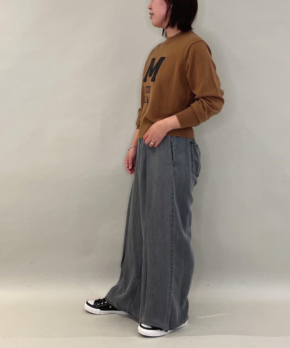 ZMFAE62150 al'aise modulation(アレーズモジュレーション) ワッペンアクセントニットプルオーバー ベージュ