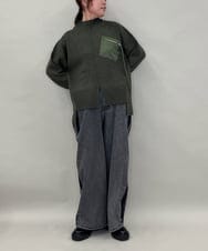 ZMFAE80089 al'aise modulation(アレーズモジュレーション) 異素材ポケットニットプルオーバー カーキ