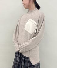 ZMFAE80089 al'aise modulation(アレーズモジュレーション) 異素材ポケットニットプルオーバー ベージュ