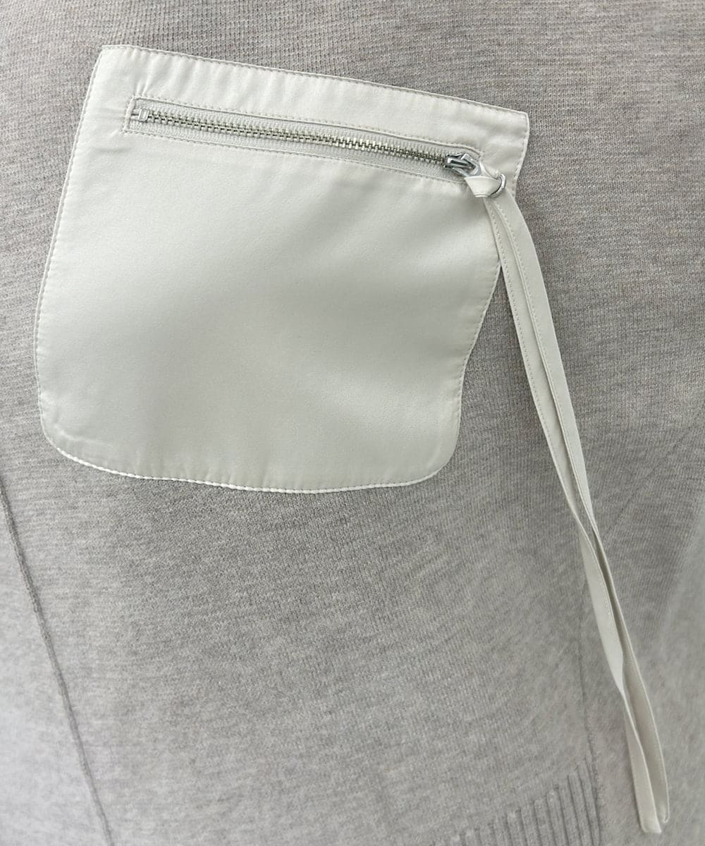 ZMFAE80089 al'aise modulation(アレーズモジュレーション) 異素材ポケットニットプルオーバー ベージュ