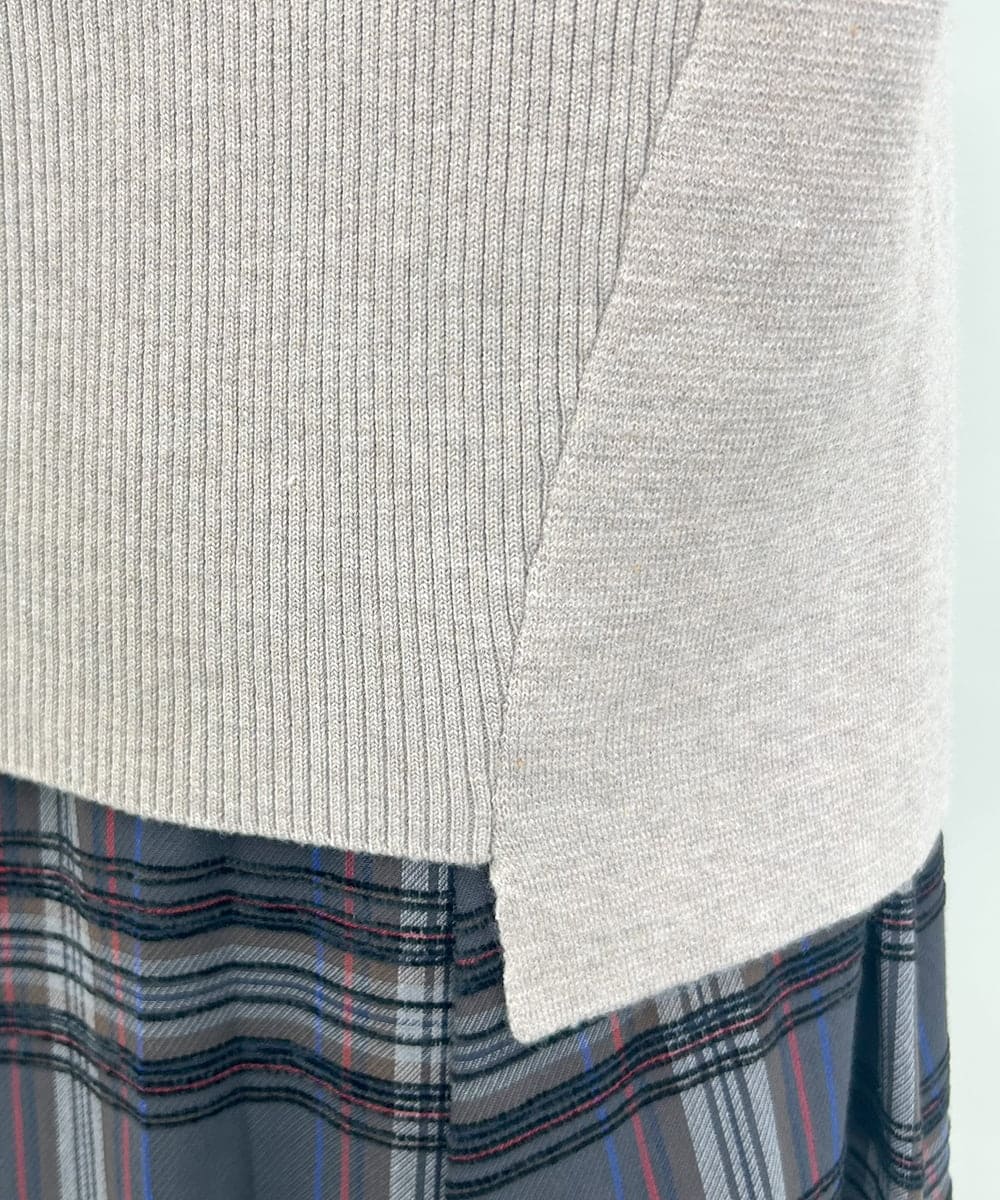 ZMFAE80089 al'aise modulation(アレーズモジュレーション) 異素材ポケットニットプルオーバー ベージュ