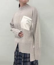 ZMFAE80089 al'aise modulation(アレーズモジュレーション) 異素材ポケットニットプルオーバー ベージュ
