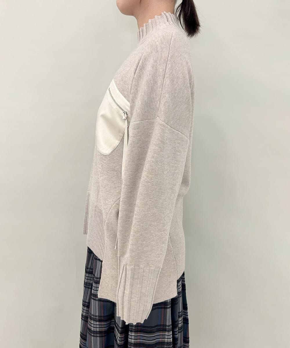 ZMFAE80089 al'aise modulation(アレーズモジュレーション) 異素材ポケットニットプルオーバー ベージュ