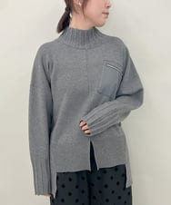 ZMFAE80089 al'aise modulation(アレーズモジュレーション) 異素材ポケットニットプルオーバー ダークグレー
