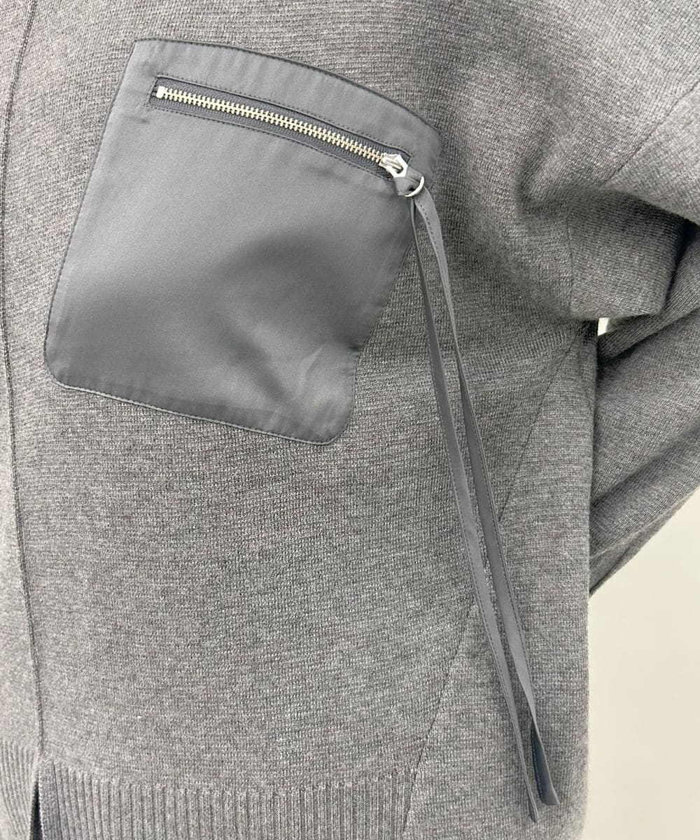 ZMFAE80089 al'aise modulation(アレーズモジュレーション) 異素材ポケットニットプルオーバー ダークグレー