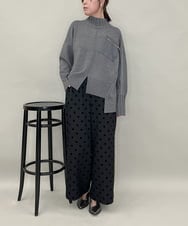 ZMFAE80089 al'aise modulation(アレーズモジュレーション) 異素材ポケットニットプルオーバー ダークグレー