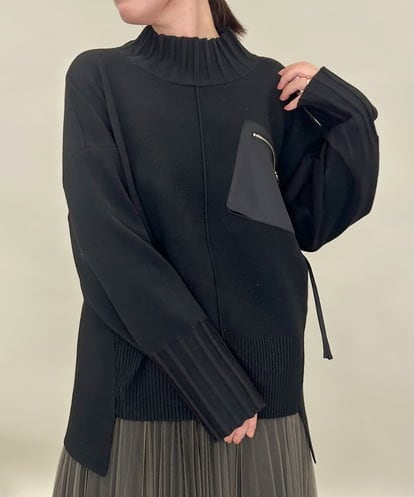 ZMFAE80089 al'aise modulation 異素材ポケットニットプルオーバー