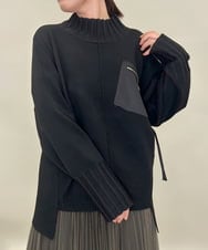 ZMFAE80089 al'aise modulation(アレーズモジュレーション) 異素材ポケットニットプルオーバー ブラック