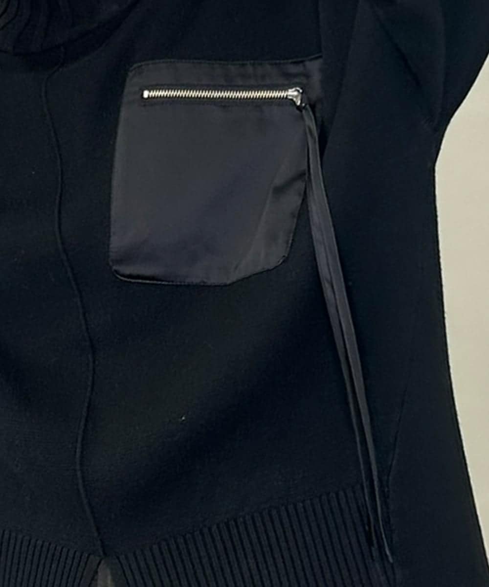 ZMFAE80089 al'aise modulation(アレーズモジュレーション) 異素材ポケットニットプルオーバー ブラック