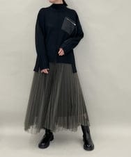 ZMFAE80089 al'aise modulation(アレーズモジュレーション) 異素材ポケットニットプルオーバー ブラック