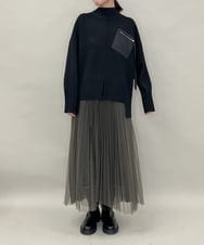 ZMFAE80089 al'aise modulation(アレーズモジュレーション) 異素材ポケットニットプルオーバー ブラック