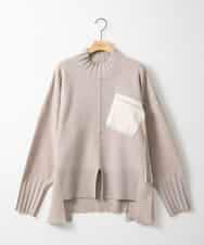 ZMFAE80089 al'aise modulation(アレーズモジュレーション) 異素材ポケットニットプルオーバー ベージュ