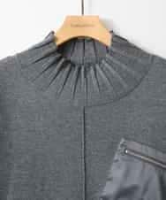 ZMFAE80089 al'aise modulation(アレーズモジュレーション) 異素材ポケットニットプルオーバー ダークグレー