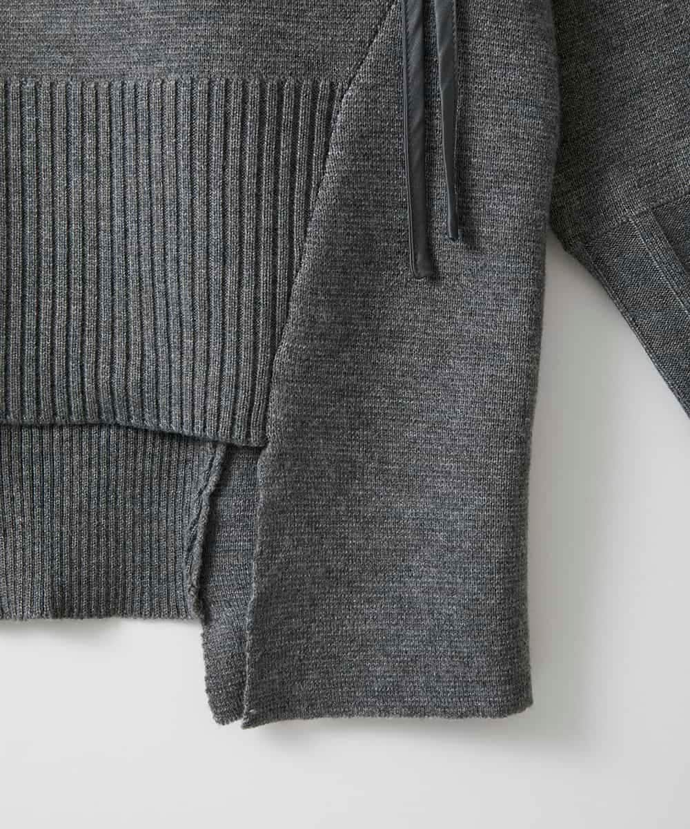 ZMFAE80089 al'aise modulation(アレーズモジュレーション) 異素材ポケットニットプルオーバー ダークグレー