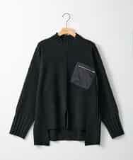 ZMFAE80089 al'aise modulation(アレーズモジュレーション) 異素材ポケットニットプルオーバー ブラック