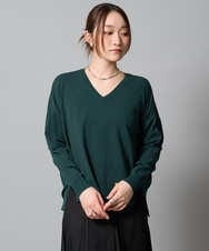 ZMFAH36110 al'aise modulation(アレーズモジュレーション) 【洗える】オーバーサイズVネックニットプルオーバー グリーン