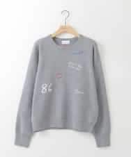 ZMFAH41140 al'aise modulation(アレーズモジュレーション) 【洗える】ロゴ刺繍アクセントニットプルオーバー グレー