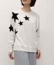 ZMFAT39140 al'aise modulation(アレーズモジュレーション) 星柄インターシャニットプルオーバー ホワイト