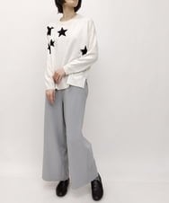 ZMFAT39140 al'aise modulation(アレーズモジュレーション) 星柄インターシャニットプルオーバー ホワイト