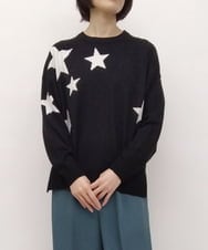ZMFAT39140 al'aise modulation(アレーズモジュレーション) 星柄インターシャニットプルオーバー ブラック