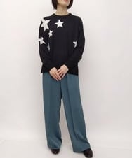 ZMFAT39140 al'aise modulation(アレーズモジュレーション) 星柄インターシャニットプルオーバー ブラック