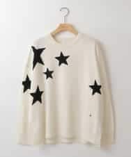 ZMFAT39140 al'aise modulation(アレーズモジュレーション) 星柄インターシャニットプルオーバー ホワイト