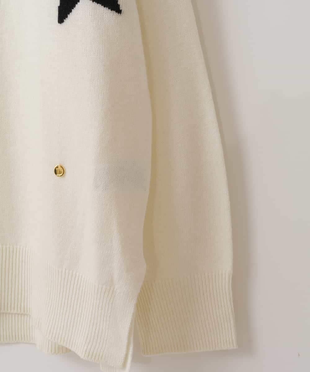 ZMFAT39140 al'aise modulation(アレーズモジュレーション) 星柄インターシャニットプルオーバー ホワイト